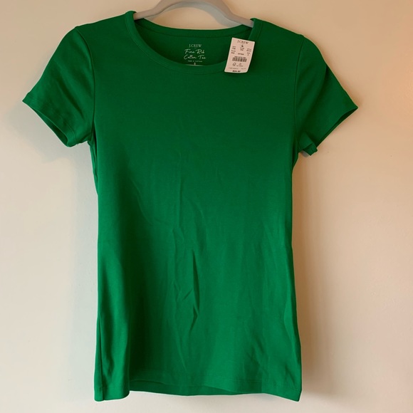 J. Crew Tops - J.Crew Emerald Green Fine Rib cotton tee
